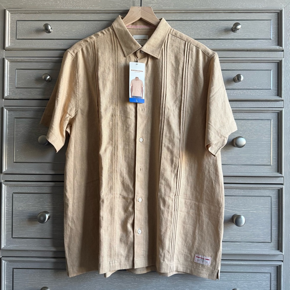 Scotch & Soda Men's Beige Button Down Shirt